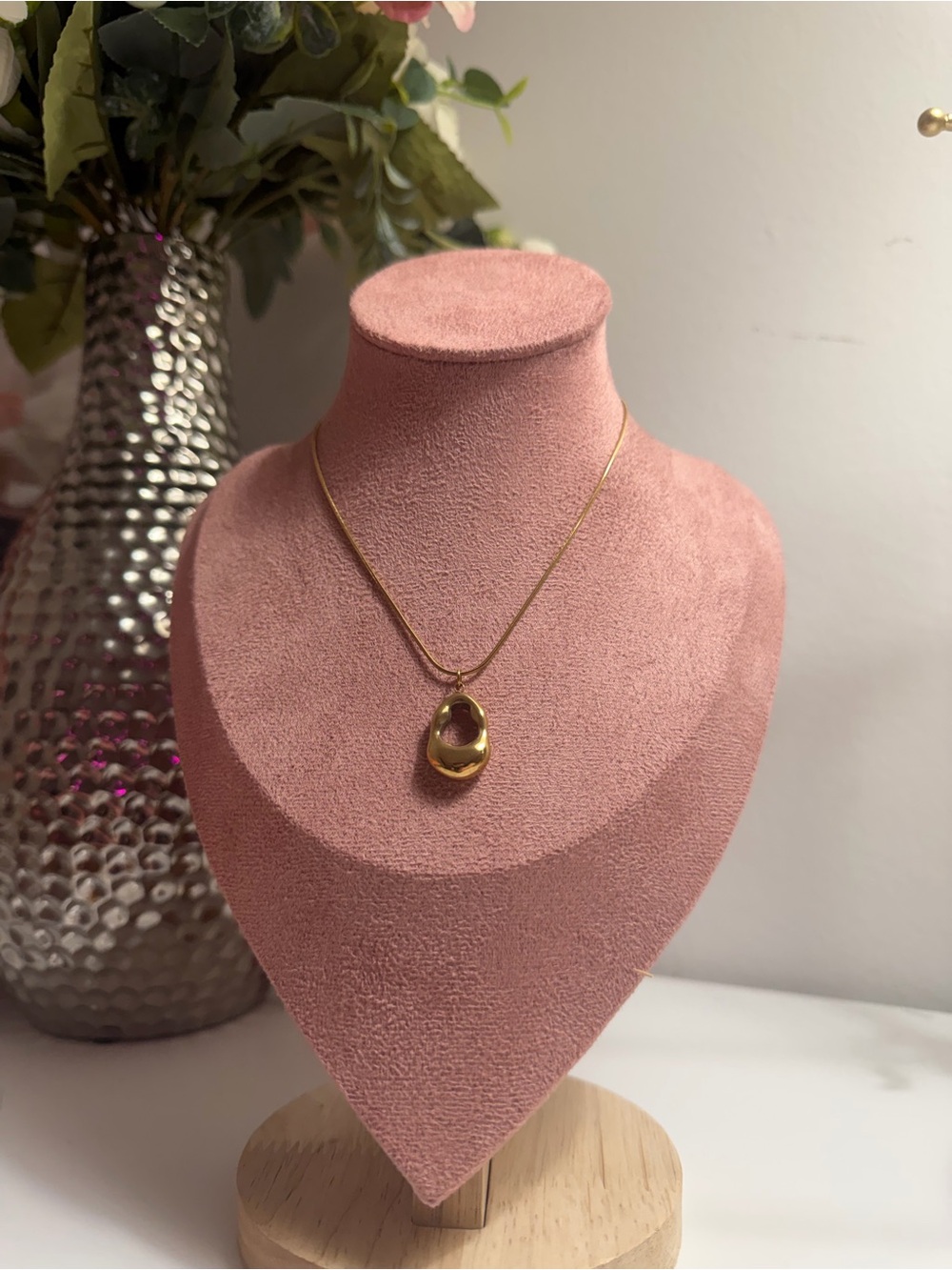 Gold Organic Drop Pendant Necklace - Women Jewelry stainless steel gold plated